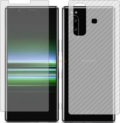 TELTREK Front and Back Tempered Glass for SONY XPERIA 5 PLUS (Front Matte Finish & Back 3d Carbon Fiber)(Pack of 2)
