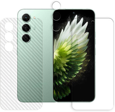 ARBAN Front and Back Tempered Glass for Tecno Spark 40 Pro 5G Tempered Glass Screen Protector | Anti-Scratch | Edge to Edge Full Coverage | 9H Hardness ( 1 FRONT SCREEN GUARD + 1 BACK CARBON FIBER SKIN + 1 CAMERA LENS PROTECTOR )(Pack of 1)