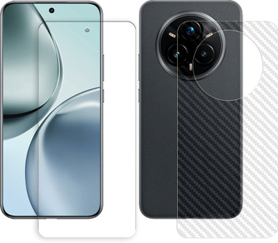 SOMTONE Front and Back Tempered Glass for Realme 14 Pro Plus 5G Tempered Glass Screen Protector | Anti-Scratch | Edge to Edge Full Coverage | 9H Hardness (1 FRONT TEMPERED GLASS PROTECTOR + 1 BACK CARBON FIBER SKIN)(Pack of 1)