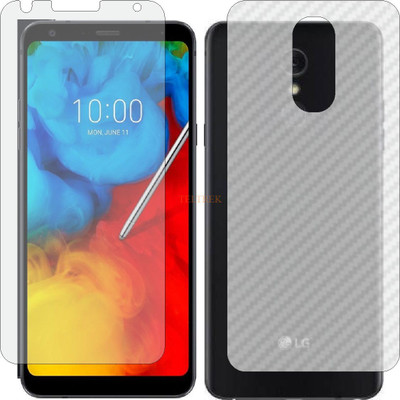 TELTREK Front and Back Tempered Glass for LG Q8 2018 (Front Matte Finish & Back 3d Carbon Fiber)(Pack of 2)