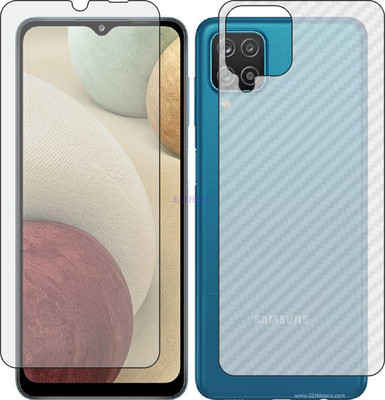 Fasheen Front and Back Tempered Glass for SAMSUNG GALAXY A12 INDIA (Front Matte Finish & Back 3d Carbon Fiber)(Pack of 2)