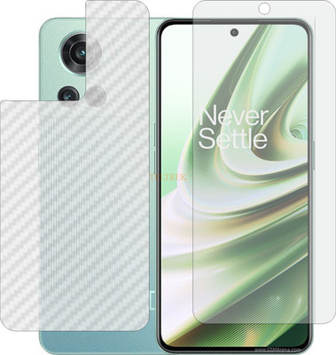 TELTREK Front and Back Tempered Glass for ONEPLUS 10R (Front Matte Finish & Back 3d Carbon Fiber)(Pack of 2)