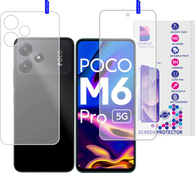 DESIBUZZ Front and Back Tempered Glass for POCO M6 Pro 5G, (Flexible)(Pack of 2)