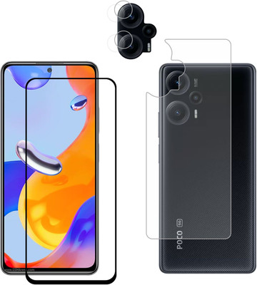 Vatsin Front and Back Tempered Glass for Poco F5 5G, Poco F5 5G [With Rear Camera Lens Guard](Pack of 3)