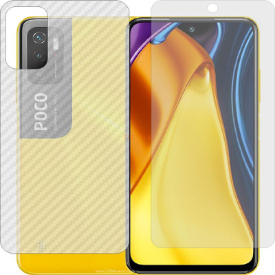 TELTREK Front and Back Tempered Glass for XIAOMI POCO M3 PRO 5G (Front Matte Finish & Back 3d Carbon Fiber)(Pack of 2)