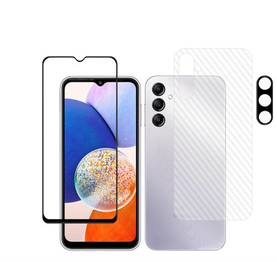 Vatsin Front and Back Tempered Glass for Samsung Galaxy A34 5G, Samsung Galaxy A34 5G [Back Carbon Fiber] [Rear Camera Lens Guard](Pack of 3)