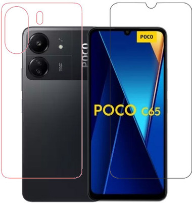 HOBBYTRONICS Front and Back Tempered Glass for Poco C65(Pack of 1)