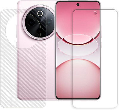 SOMTONE Front and Back Tempered Glass for vivo Y300 Pro Plus 5G Tempered Glass Screen Protector | Anti-Scratch | Edge to Edge Full Coverage | 9H Hardness (1 FRONT TEMPERED GLASS PROTECTOR + 1 BACK CARBON FIBER SKIN)(Pack of 1)