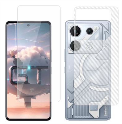 Ten To 11 Front and Back Tempered Glass for Infinix GT10 Pro, Infinix GT10 Pro [Back Carbon Fiber](Pack of 2)