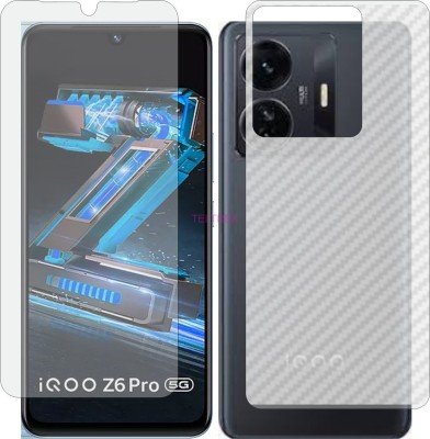 TELTREK Front and Back Tempered Glass for VIVO IQOO Z6 PRO (Front Matte Finish & Back 3d Carbon Fiber)(Pack of 2)