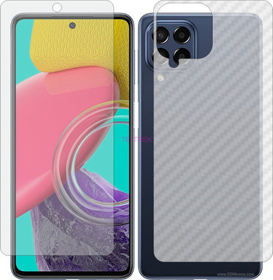 TELTREK Front and Back Tempered Glass for Samsung M53 5G (Front Matte Finish & Back 3d Carbon Fiber)(Pack of 2)
