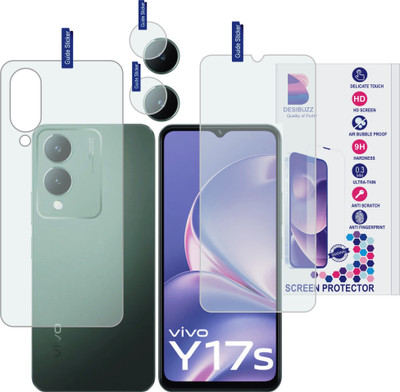 DESIBUZZ Front and Back Tempered Glass for vivo Y17s, (Flexible), camera lens(Pack of 3)
