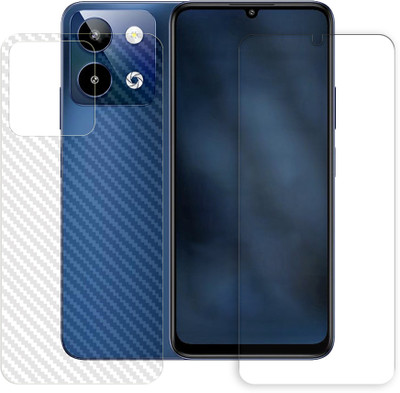 SOMTONE Front and Back Tempered Glass for Lava Storm Lite 5G Front Back Tempered Glass Screen Protector | Anti-Scratch | Edge to Edge Full Coverage | 9H Hardness ( 1 FRONT TEMPERED GLASS PROTECTOR + 1 BACK CARBON FIBER SKIN )(Pack of 1)