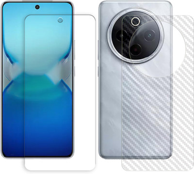 ARBAN Front and Back Tempered Glass for iQOO Z10 5G Tempered Glass Screen Protector | Anti-Scratch | Edge to Edge Full Coverage | 9H Hardness (1 FRONT TEMPERED GLASS + 1 BACK CARBON FIBER SKIN)(Pack of 1)