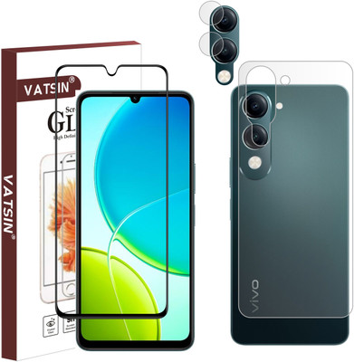Vatsin Front and Back Tempered Glass for iQOO Z10 Lite, iQOO Z10 Lite [With Rear Camera Lens Guard](Pack of 3)