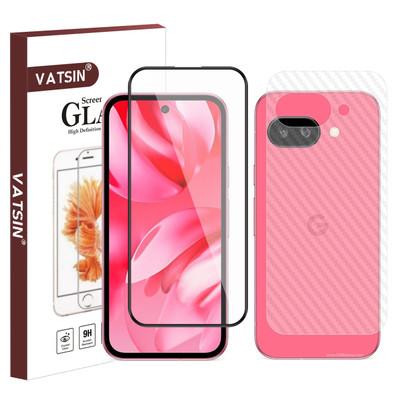 Vatsin Front and Back Tempered Glass for Google Pixel 9A, Google Pixel 9A [Back Carbon Fiber](Pack of 2)