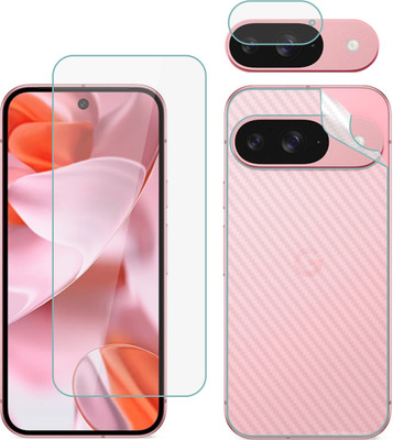 Vatsin Front and Back Tempered Glass for Google Pixel 9, Google Pixel 9 [Back Carbon Fiber] [Rear Camera Lens Guard](Pack of 3)