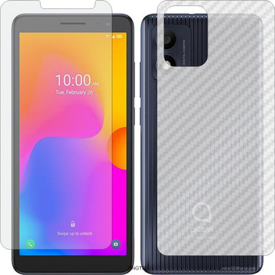 ZINGTEL Front and Back Tempered Glass for ALCATEL 1B 2022 (Front Matte Finish & Back 3d Carbon Fiber)(Pack of 2)
