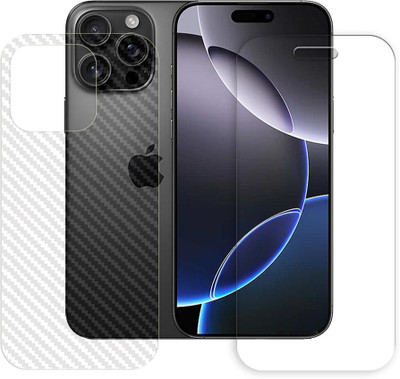 SOMTONE Front and Back Tempered Glass for Apple iPhone 16 Pro Max 5G Tempered Glass Screen Protector | Anti-Scratch | Edge to Edge Full Coverage | 9H Hardness (1 FRONT TEMPERED GLASS AND 1 BACK CARBON FIBER SKIN)(Pack of 1)
