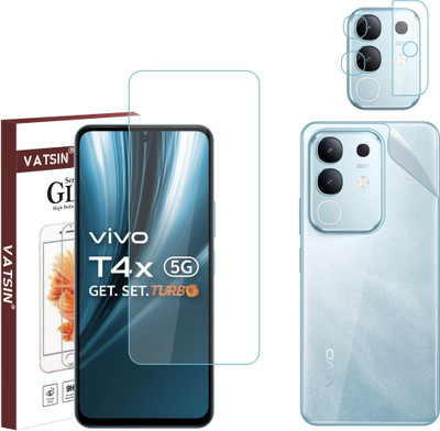 Vatsin Front and Back Tempered Glass for iQOO Z10X, iQOO Z10X [With Rear Camera Lens Guard](Pack of 3)