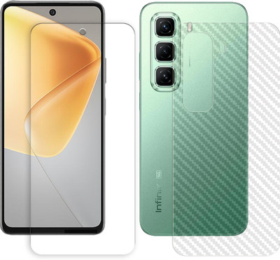 ARBAN Front and Back Tempered Glass for Infinix Hot 50 4G Tempered Glass Screen Protector | Anti-Scratch | Edge to Edge Full Coverage | 9H Hardness (1 FRONT TEMPERED GLASS AND 1 BACK CARBON FIBER SKIN)(Pack of 1)