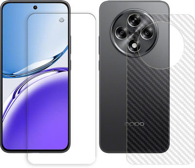 SOMTONE Front and Back Tempered Glass for Oppo A3 5G (FRONT TEMPERED GLASS AND BACK CARBON FIBER SKIN PROTECTOR)(Pack of 1)