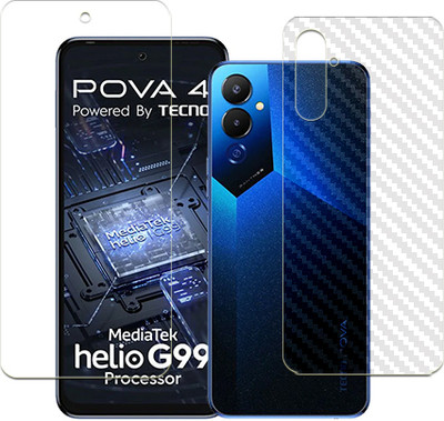SOMTONE Front and Back Tempered Glass for Tecno Pova 4 FRONT BACK(Pack of 1)