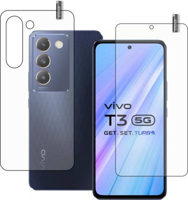 BOMGUARD Front and Back Tempered Glass for VIVO T3 5G(Pack of 3)