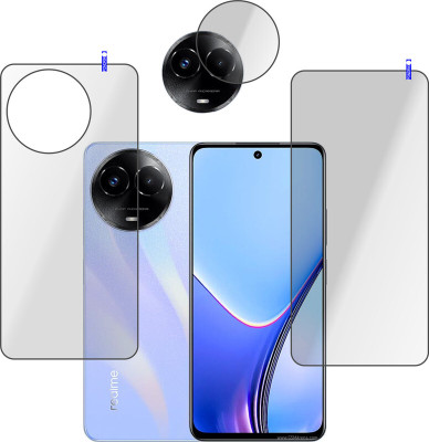 PONDRIK Front and Back Tempered Glass for realme C67 5G(Pack of 3)