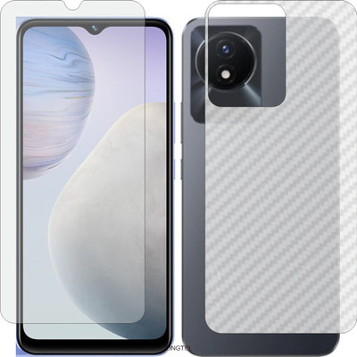 ZINGTEL Front and Back Tempered Glass for VIVO Y02 (Front Matte Finish & Back 3d Carbon Fiber)(Pack of 2)