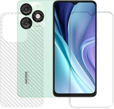 SOMTONE Front and Back Tempered Glass for itel A50 4G (FRONT TEMPERED GLASS AND BACK CARBON FIBER SKIN PROTECTOR)(Pack of 1)