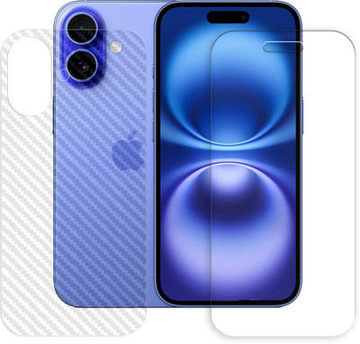 SOMTONE Front and Back Tempered Glass for Apple iPhone 16 5G Tempered Glass Screen Protector | Anti-Scratch | Edge to Edge Full Coverage | 9H Hardness (1 FRONT TEMPERED GLASS AND 1 BACK CARBON FIBER SKIN)(Pack of 1) SOMTONE Front and Back Tempered Glass for Apple iPhone 16 5G Tempered Glass Screen Protector | Anti-Scratch | Edge to Edge Full Coverage | 9H Hardness (1 FRONT TEMPERED GLASS AND 1 BACK CARBON FIBER SKIN)(Pack of 1)