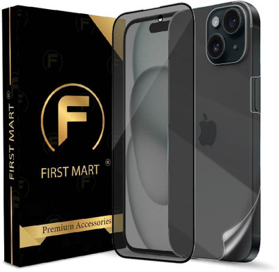 FIRST MART Front and Back Tempered Glass for iPhone 15, Apple iPhone 15, Apple 15, ( 1 Privacy Anti Spy Glass with 1 Back Screen Guard )(Pack of 2)