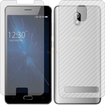 TELTREK Front and Back Tempered Glass for COMIO C1 PRO (Front Matte Finish & Back 3d Carbon Fiber)(Pack of 2)