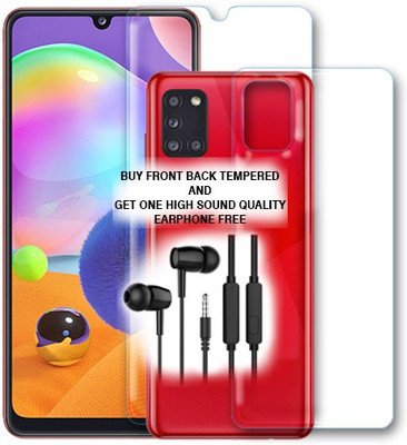 SOMTONE Front and Back Tempered Glass for Samsung Galaxy A31 FRONT BACK TEMPERED GLASS BUY AND GET EARPHONE FREE(Pack of 1)