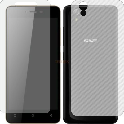 TELTREK Front and Back Tempered Glass for GIONEE PIONEER P5L (Front Matte Finish & Back 3d Carbon Fiber)(Pack of 2)