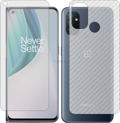 Fasheen Front and Back Tempered Glass for ONE PLUS N10 (Front Matte Finish & Back 3d Carbon Fiber)(Pack of 2)