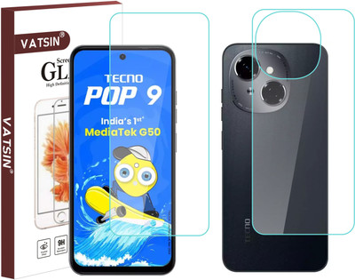 Vatsin Front and Back Tempered Glass for Tecno Pop 9 4G(Pack of 2)