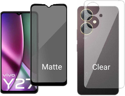4 YARDS Front and Back Tempered Glass for Vivo Y27 (6.64 Inch) Matte Anti-Glare With Installation Kit | Edge to Edge Coverage(Pack of 1)
