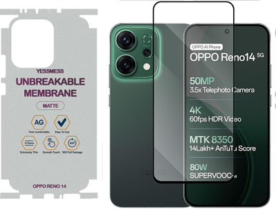 YessMess Front and Back Tempered Glass for Oppo Reno 14 5G, Reno 14 5G, Reno 14(Pack of 2)