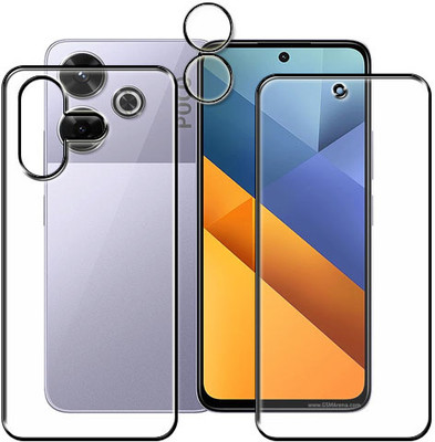 tombik Front and Back Tempered Glass for 61xf-Poco M6 4G-fb,lens(Pack of 3)