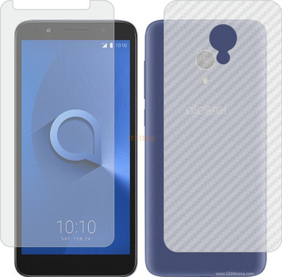 TELTREK Front and Back Tempered Glass for ALCATEL 1X (Front Matte Finish & Back 3d Carbon Fiber)(Pack of 2)