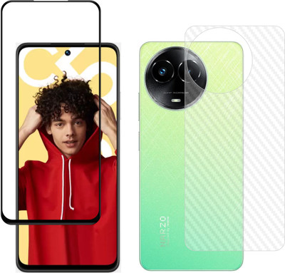 Ten To 11 Front and Back Tempered Glass for Realme C67 5G, Realme C67 5G [Back Carbon Fiber](Pack of 2)