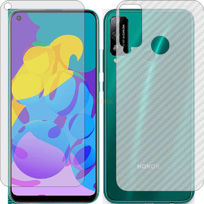 TELTREK Front and Back Tempered Glass for HUAWEI PLAY 4T (Front Matte Finish & Back 3d Carbon Fiber)(Pack of 2)