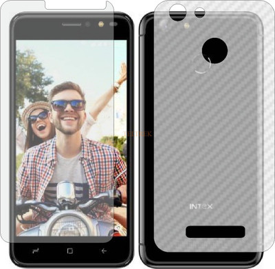 TELTREK Front and Back Tempered Glass for INTEX LIONS X1 PLUS (Front Matte Finish & Back 3d Carbon Fiber)(Pack of 2)