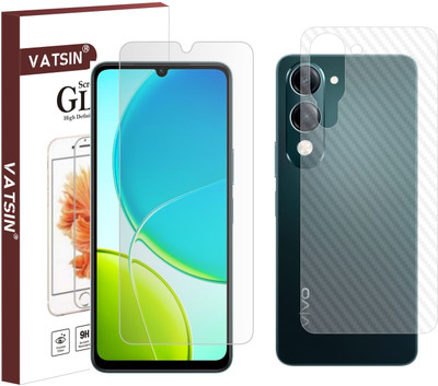 Vatsin Front and Back Tempered Glass for iQOO Z10 Lite, iQOO Z10 Lite [Back Carbon Fiber](Pack of 2)