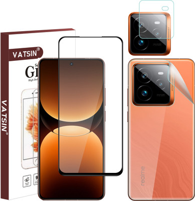 Vatsin Front and Back Tempered Glass for Realme GT 7T, Realme GT 7T [With Rear Camera Lens Guard](Pack of 3)