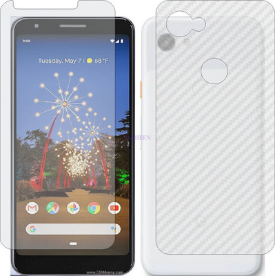 Fasheen Front and Back Tempered Glass for GOOGLE PIXEL 3A (Front Matte Finish & Back 3d Carbon Fiber)(Pack of 2)