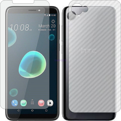 Fasheen Front and Back Tempered Glass for HTC DESIRE 12 (Front Matte Finish & Back 3d Carbon Fiber)(Pack of 2)