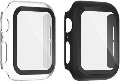 TSHIENTT Screen Guard for Apple Watch Case with Screen Protector Series 3 2 1 38mm, Ultra-Thin Full Coverage Hard PC Protective Cover Built in HD Tempered Glass Screen Protector for iWatch 38mm [CLEAR+BLACK](Pack of 2)